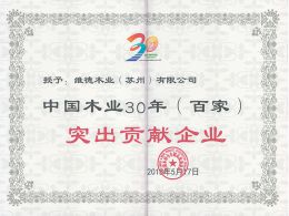 中国木业30年突出贡献证书全